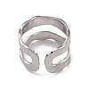 304 Stainless Steel Twist Wave Open Cuff Rings for Women RJEW-G285-18P-3