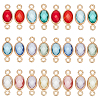 24Pcs 12 Colors Brass Pave Faceted Glass Connector Charms KK-UN0005-53-1