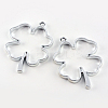 Rack Plating Alloy Irish Clover Open Back Bezel Pendants PALLOY-S047-06D-FF-1