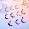 10Pcs Moon Alloy Natural & Synthetic Gemstone Pendants PALLOY-TAC0147-6
