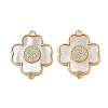 Brass Micro Pave Clear Cubic Zirconia Cross Connector Charms KK-U070-09B-G-1