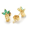 Brass Cubic Zirconia Stud Earring EJEW-O106-03G-2