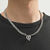 304 Stainless Steel Initial Pendant Cuban Link Chain Necklaces FS-WGB15F2-19-1