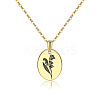 Brass Birth Month Flower Pendant Necklace HUDU-PW0001-034E-1-1
