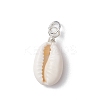 Natural Cowrie Shell Pendants PALLOY-JF03710-01-2