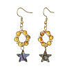 Star Natural Amber & Abalone Shell/Paua Shell Dangle Earrings EJEW-JE07358-01-3