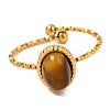 Oval Natural Tiger Eye Finger Rings RJEW-Q822-38G-03-2