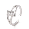 Clear Cubic Zirconia Interlocking Triangle Knot Open Cuff Ring RJEW-G283-04P-1