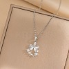 Flower Resin & Micro Pave Cubic Zirconia Pendant Necklaces LS-NJEW-D288-02P-1