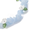 3Pcs Natural Rose Quartz & Dyed Aquamarine & Lepidolite Chip Beaded Stretch Bracelets for Women BJEW-JB12311-5