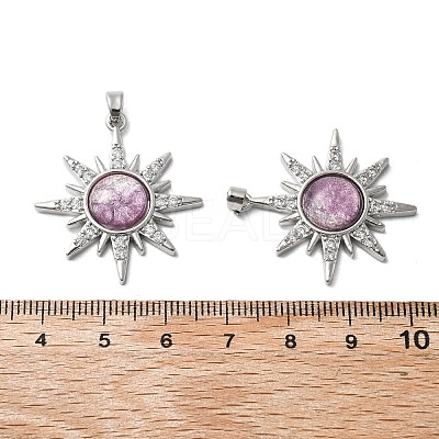 Brass Micro Pave Cubic Zirconia with Resin Pendants KK-Z103-09P-02-1