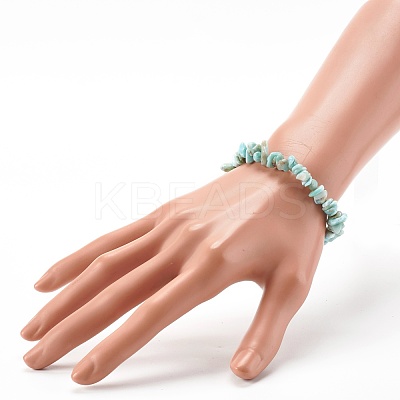 Natural Larimar Chip Beads Stretch Bracelets for Children BJEW-JB06389-02-1