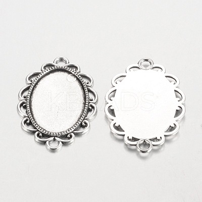 Oval Tibetan Style Alloy Cabochon Connector Settings LS-X-PALLOY-K112-15AS-RS-1