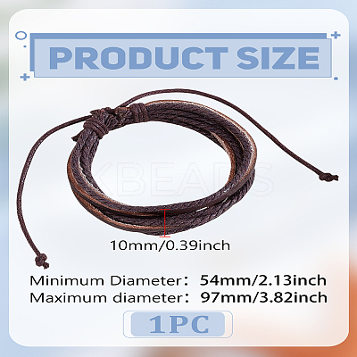 1Pc PU Leather Multi-strand Braided Bracelets for Men BJEW-LP0003-37A-1