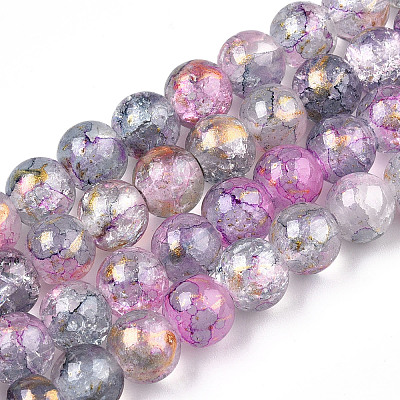 Baking Painted Crackle Glass Bead Strands DGLA-R053-05P-1