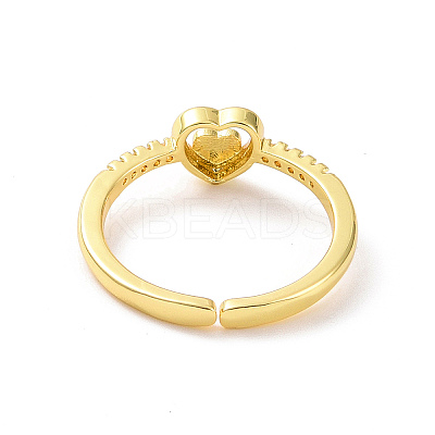Clear Cubic Zirconia Double Heart Open Cuff Ring RJEW-H127-30G-1