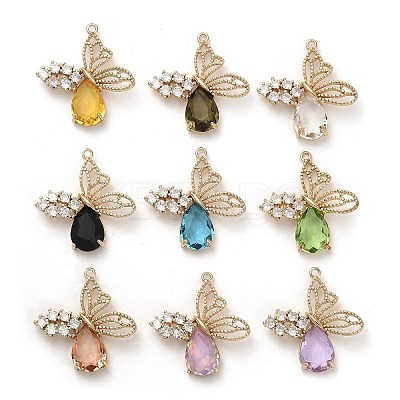 Glass with Golden Brass Pendants GLAA-G111-06G-1