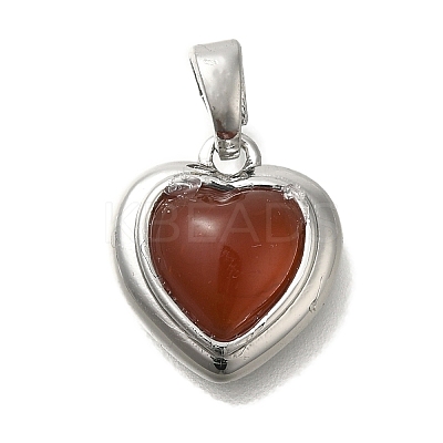 Natural Carnelian(Dyed & Heated) Heart Charms KK-K388-02P-1