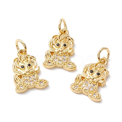 Brass Micro Pave Clear Cubic Zirconia Pendants ZIRC-M118-01G-RS-1