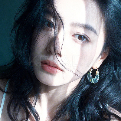 Resin and Brass Hoop Earrings for Women FS-WGF4F65-01-1