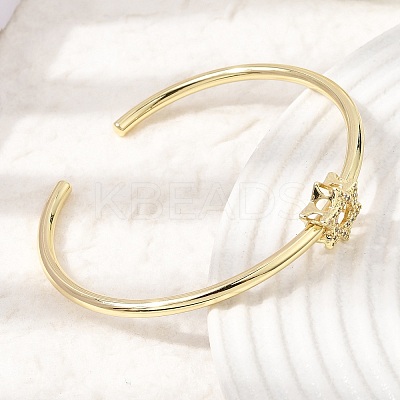 Brass Micro Pave Clear Cubic Zirconia Cuff Bangles for Women KK-CBAED06-08A-G-1