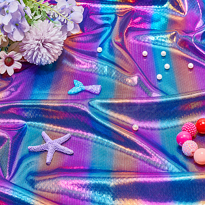 Rainbow Color Polyester Fabric DIY-WH0569-80B-1