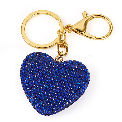 Handmade Polymer Clay Rhinestone Heart Keychains KEYC-TAC00068-02-1