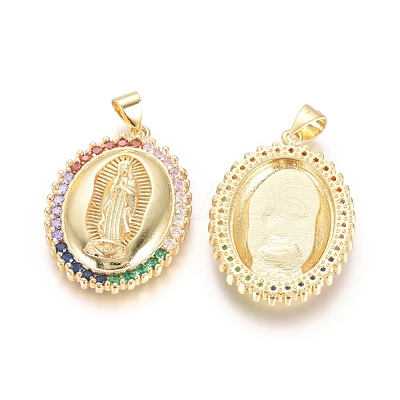 Brass Micro Pave Cubic Zirconia Pendants KK-I657-46G-1