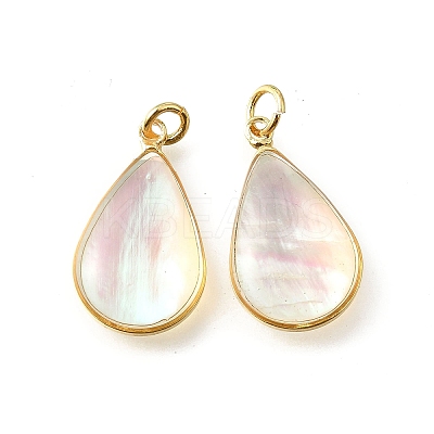 Natural White Shell & Epoxy Resin Pendants KK-E794-02G-01-1