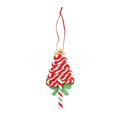 Christmas Tree Lollipop Handmade Polymer Clay Pendant Decorations HJEW-P017-02D-1