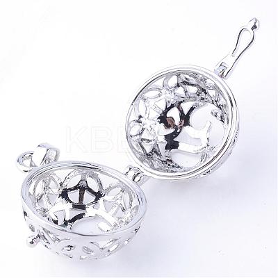 Rack Plating Brass Cage Pendants KK-S751-012P-1