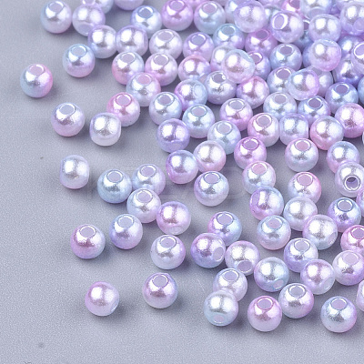 Rainbow ABS Plastic Imitation Pearl Beads X-OACR-Q174-10mm-01-1