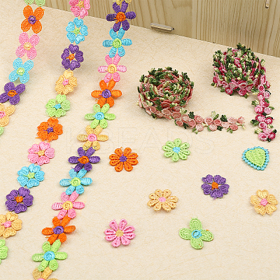 8 Strands 8 Styles Polyester Lace Trims OCOR-GL0001-04-1