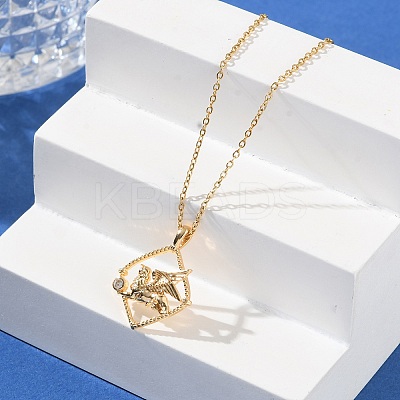Brass Clear Cubic Zirconia Pendant Necklaces for Women NJEW-B121-01G-03-1