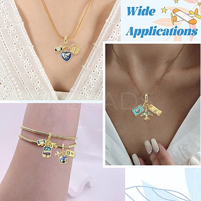 7Pcs 7 Styles Brass Enamel Airplane European Dangle Charms KK-CJ0004-10-1