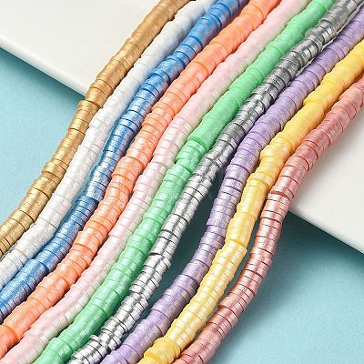 10 Strands 10 Colors Handmade Polymer Clay Beads Strands CLAY-YW0001-90-1