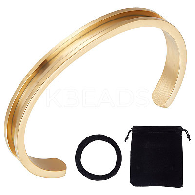 1PC 304 Stainless Steel Grooved Bangles FIND-UN0002-11-1