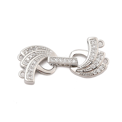 Brass Micro Pave Clear Cubic Zirconia Fold Over Clasps KK-C075-08P-1