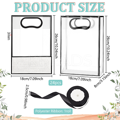 24Pcs Rectangle PVC Gift Bags with Hole Handle for Candy ABAG-BC0001-64-1