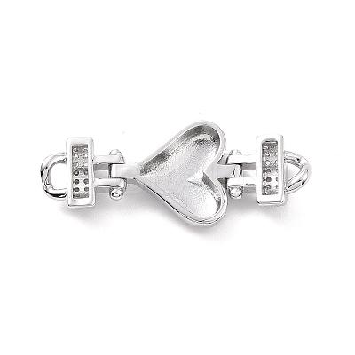 Eco-friendly Rack Plating Brass Micro Pave Clear Cubic Zirconia Connector Charms KK-F843-05P-1