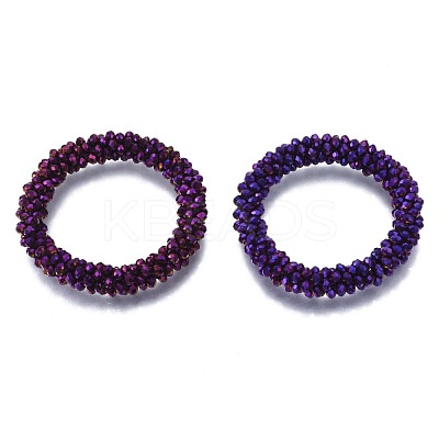 Faceted Electroplate Glass Beads Stretch Bracelets BJEW-S144-002G-06-1