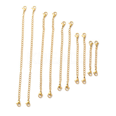 10Pcs 5 Size Ion Plating(IP) 304 Stainless Steel Chain Extender STAS-E192-03G-1