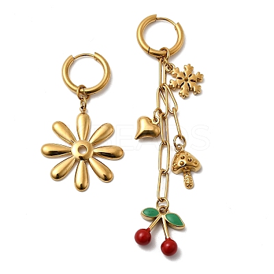 304 Stainless Steel Enamel Hoop Earrings LS-EJEW-G451-06G-1