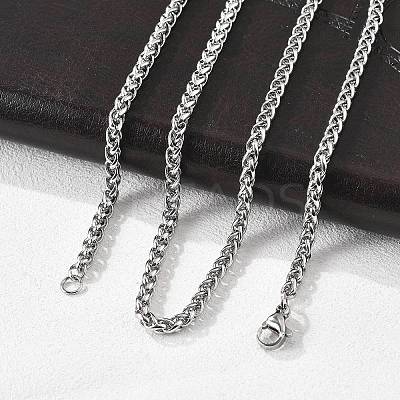Tarnish Resistant 304 Stainless Steel Wheat Chain Necklaces NJEW-O058-26P-1