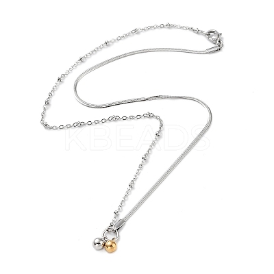 304 Stainless Steel with Plastic Bead Necklaces NJEW-Q335-01A-P-1