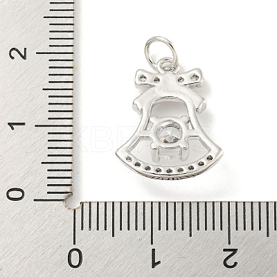 Rack Plating Brass Micro Pave Clear Cubic Zirconia Pendants KK-B093-24P-1