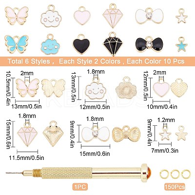 DIY 120Pcs Alloy Enamel Nail Art Dangle Charm Decoration Sets MRMJ-SC0001-06-1