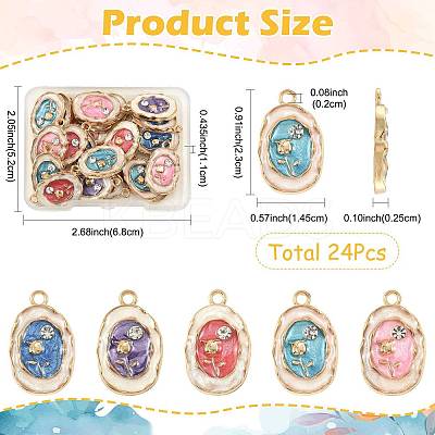 24Pcs Alloy Enamel Pendants ENAM-FS0004-50-1