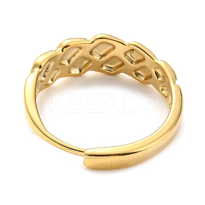 304 Stainless Steel Grooved Rhombus Adjustable Ring for Women RJEW-C016-28G-1