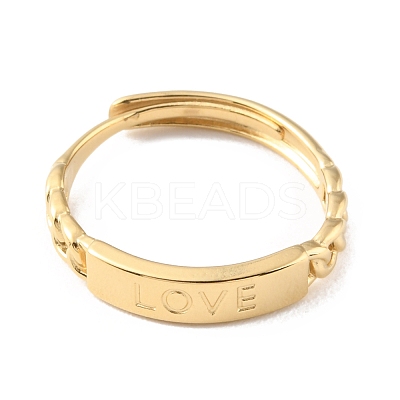 304 Stainless Steel Rectangle with Word Love Adjustable Rings for Valentine's Day RJEW-D002-39G-1